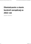 oswiadczenie o stanie kontroli zarządczej za 2022 r.